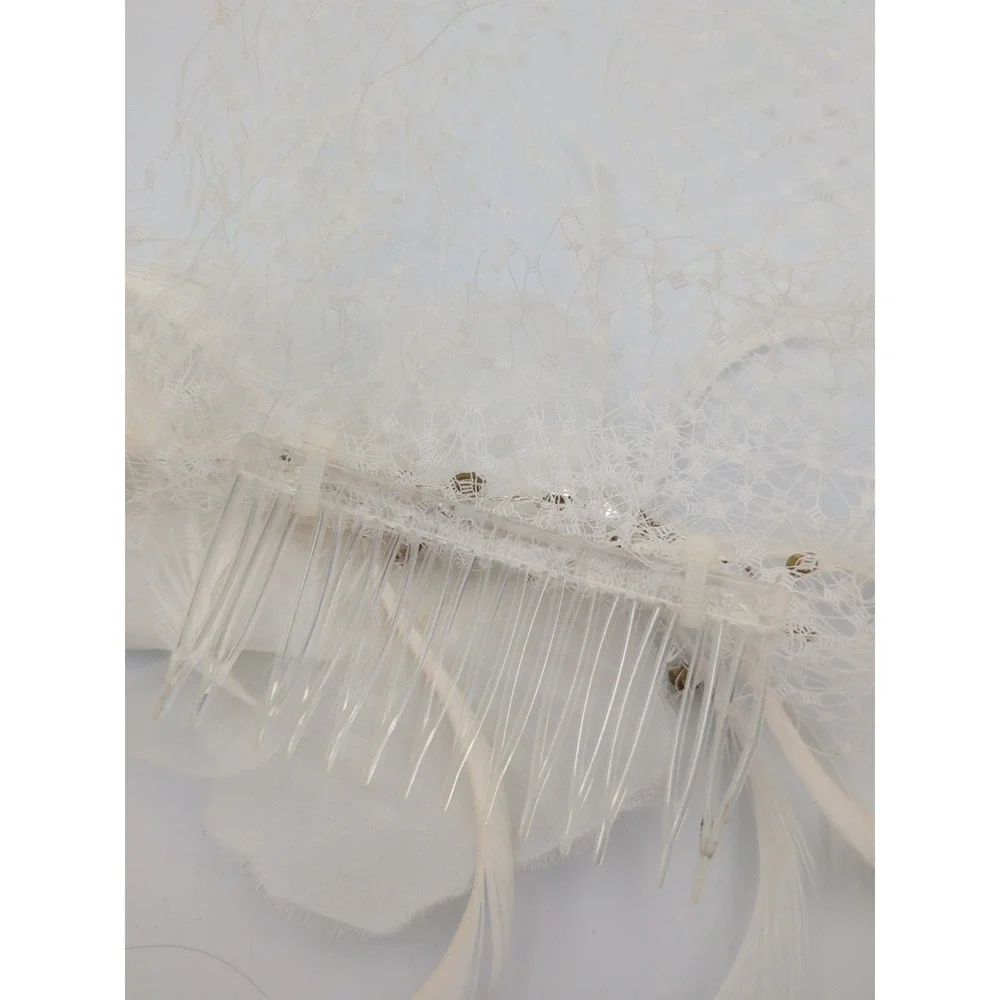Gorgeous Vintage Wedding Veil w/Feathers & Ribbon Sash, Jessica McClintock?